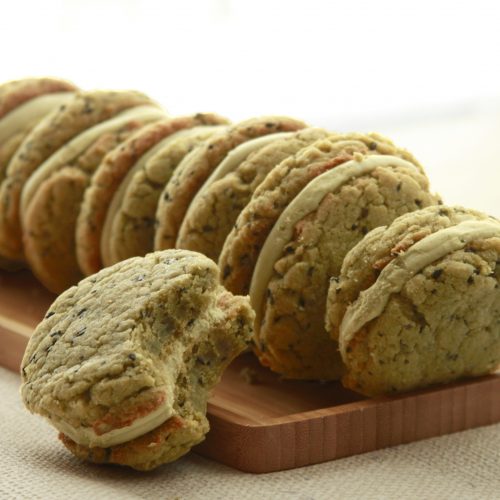 Matcha brown butter sandwich cookies